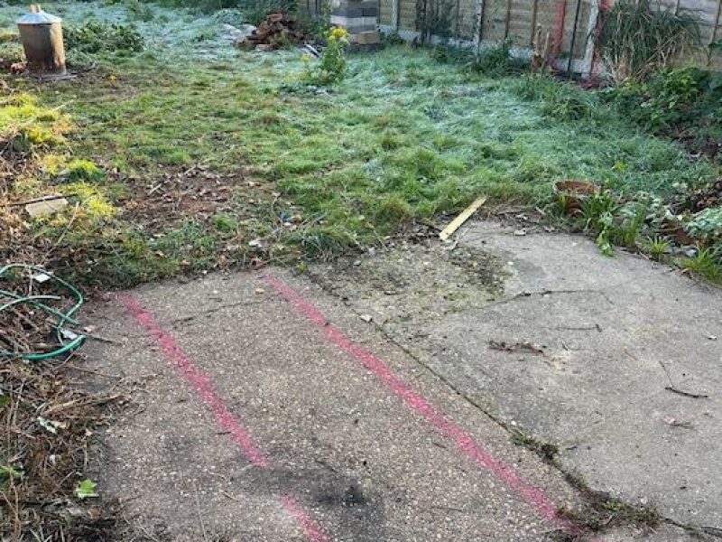 garden before digger foundation extension